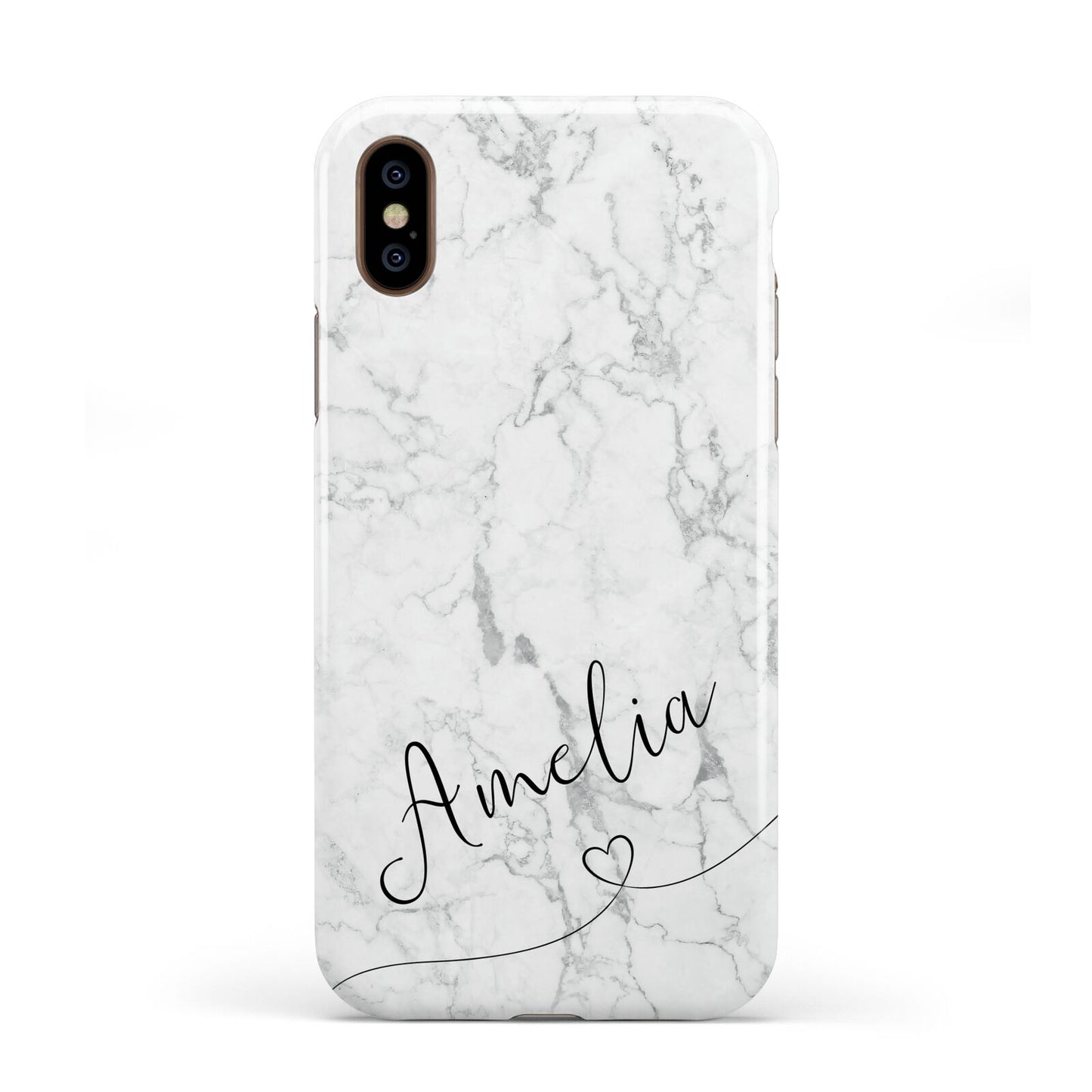 Marble with Custom Name Apple iPhone XS 3D Tough