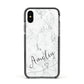 Marble with Custom Name Apple iPhone Xs Impact Case Black Edge on Black Phone