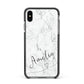 Marble with Custom Name Apple iPhone Xs Max Impact Case Black Edge on Black Phone
