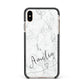Marble with Custom Name Apple iPhone Xs Max Impact Case Black Edge on Gold Phone