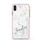 Marble with Custom Name Apple iPhone Xs Max Impact Case Pink Edge on Gold Phone