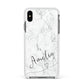 Marble with Custom Name Apple iPhone Xs Max Impact Case White Edge on Black Phone