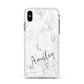 Marble with Custom Name Apple iPhone Xs Max Impact Case White Edge on Gold Phone