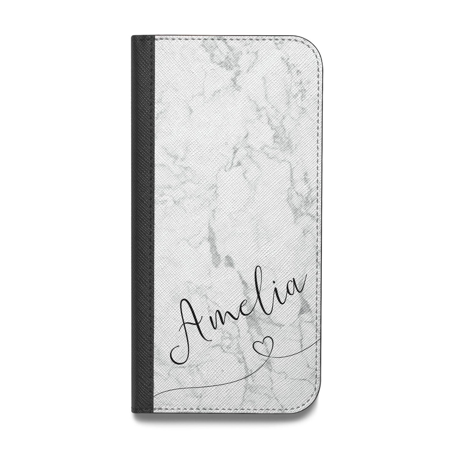 Marble with Custom Name Vegan Leather Flip Samsung Case
