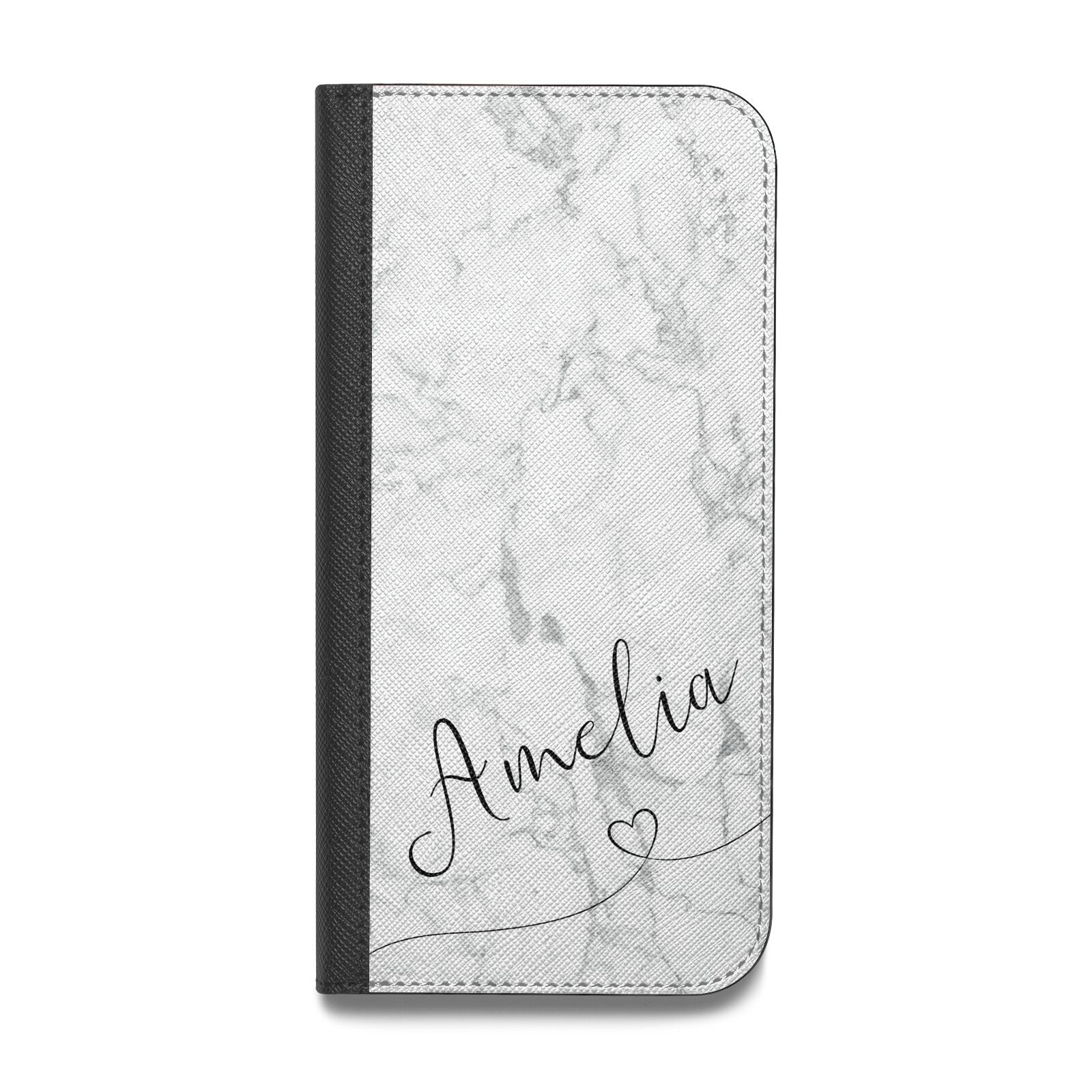 Marble with Custom Name Vegan Leather Flip Samsung Case
