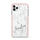 Marble with Custom Name iPhone 11 Pro Max Impact Pink Edge Case