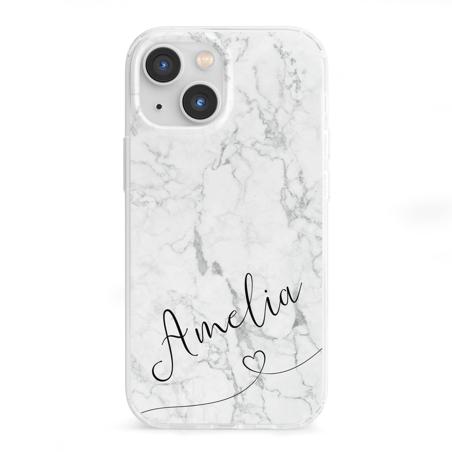 Marble with Custom Name iPhone 13 Mini Clear Bumper Case