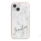 Marble with Custom Name iPhone 13 Mini TPU Impact Case with Pink Edges