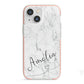 Marble with Custom Name iPhone 13 Mini TPU Impact Case with Pink Edges