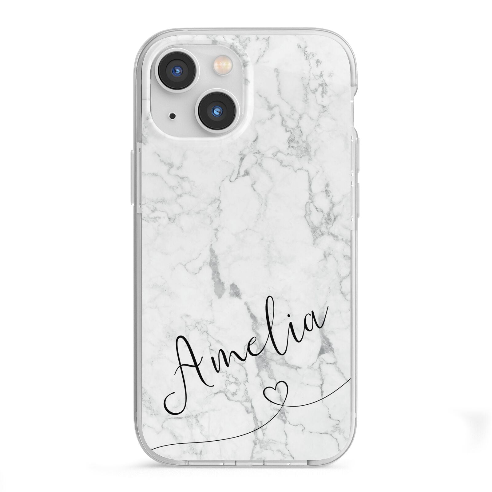 Marble with Custom Name iPhone 13 Mini TPU Impact Case with White Edges