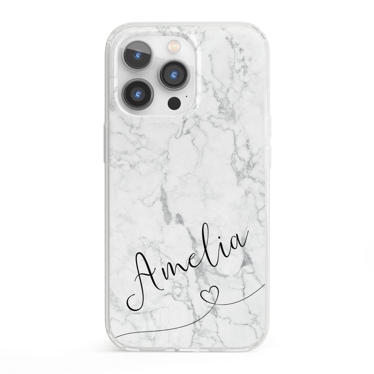 Marble with Custom Name iPhone 13 Pro Clear Bumper Case