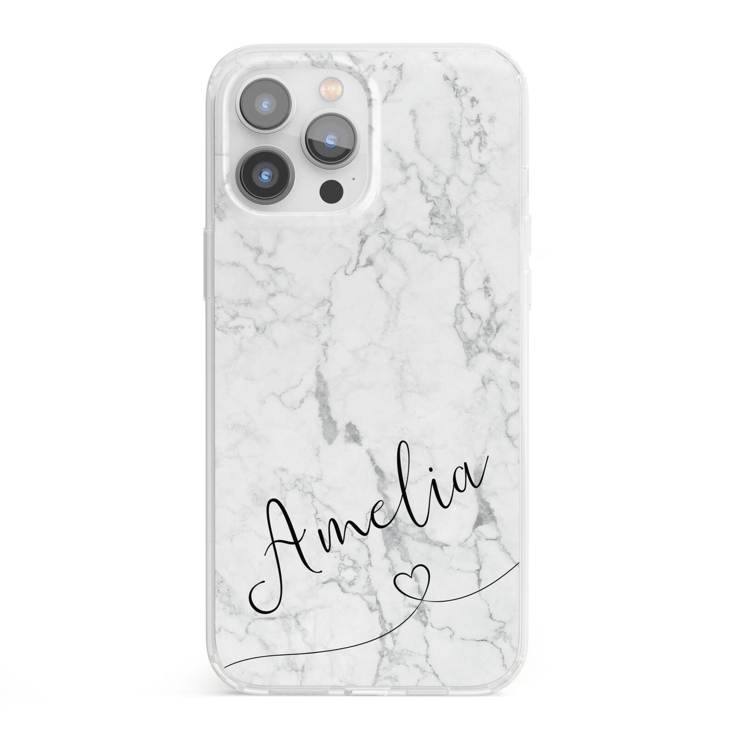Marble with Custom Name iPhone 13 Pro Max Clear Bumper Case