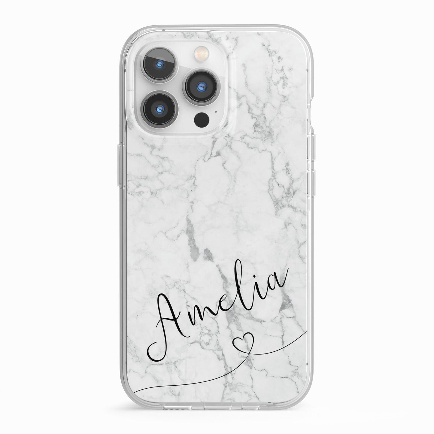 Marble with Custom Name iPhone 13 Pro TPU Impact Case with White Edges