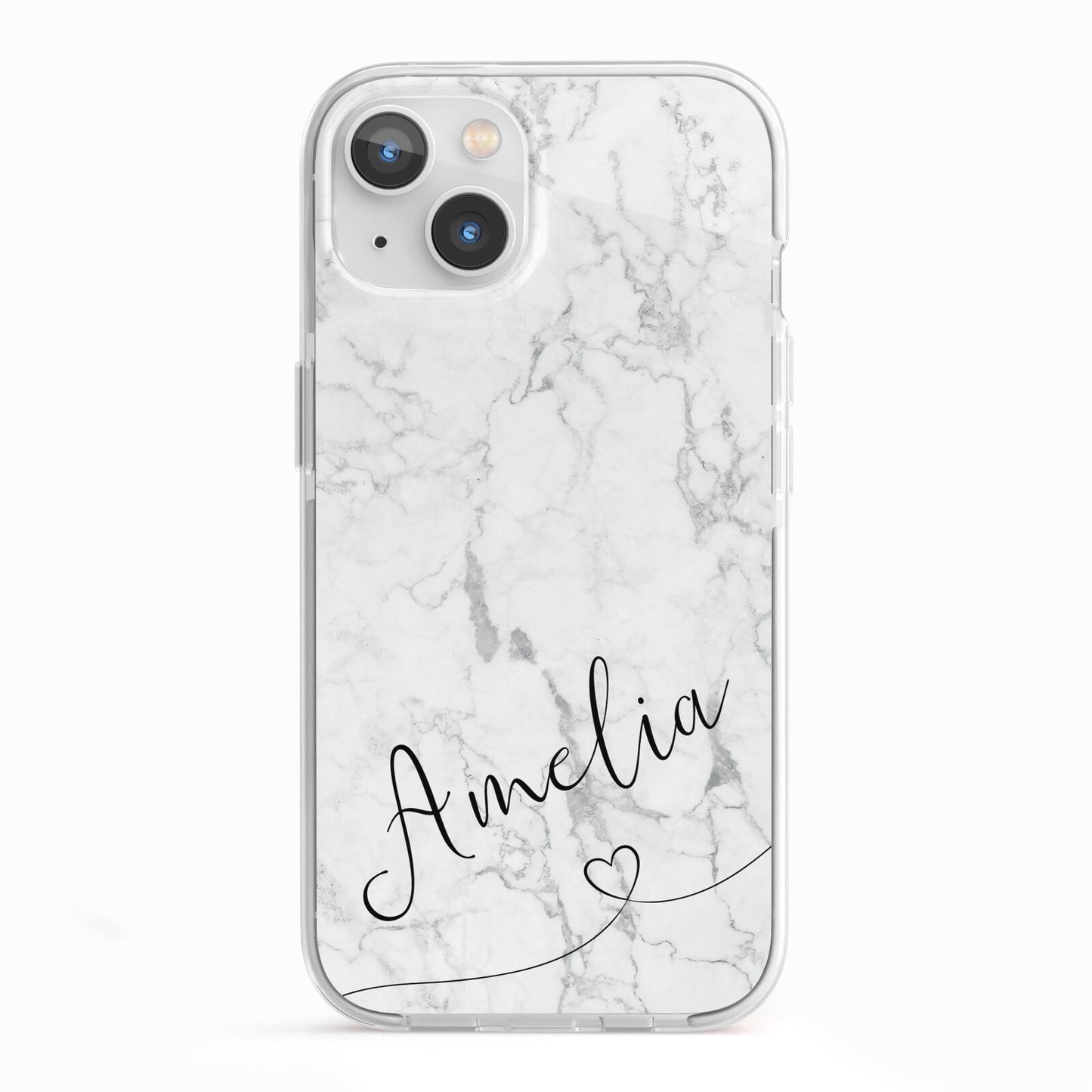 Marble with Custom Name iPhone 13 TPU Impact Case with White Edges
