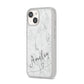 Marble with Custom Name iPhone 14 Clear Tough Case Starlight Angled Image