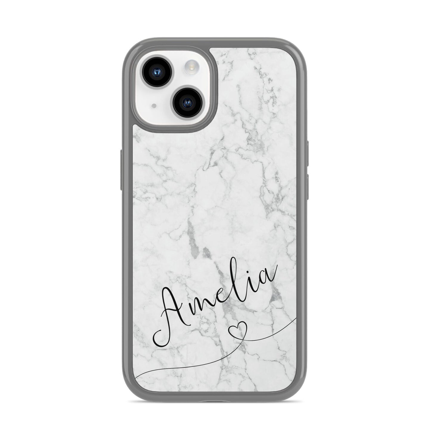 Marble with Custom Name iPhone 14 Clear Tough Case Starlight