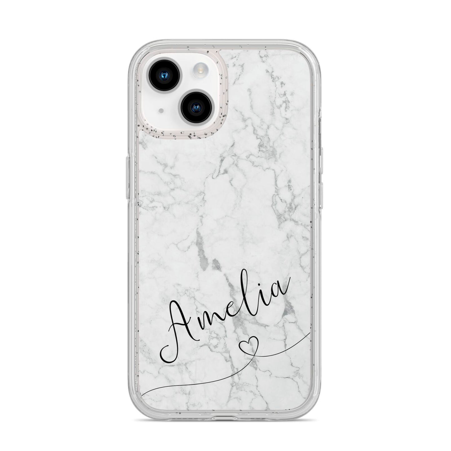 Marble with Custom Name iPhone 14 Glitter Tough Case Starlight