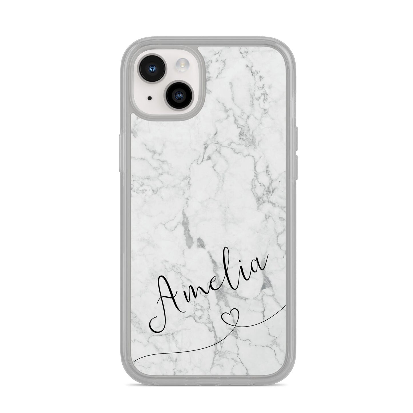 Marble with Custom Name iPhone 14 Plus Clear Tough Case Starlight