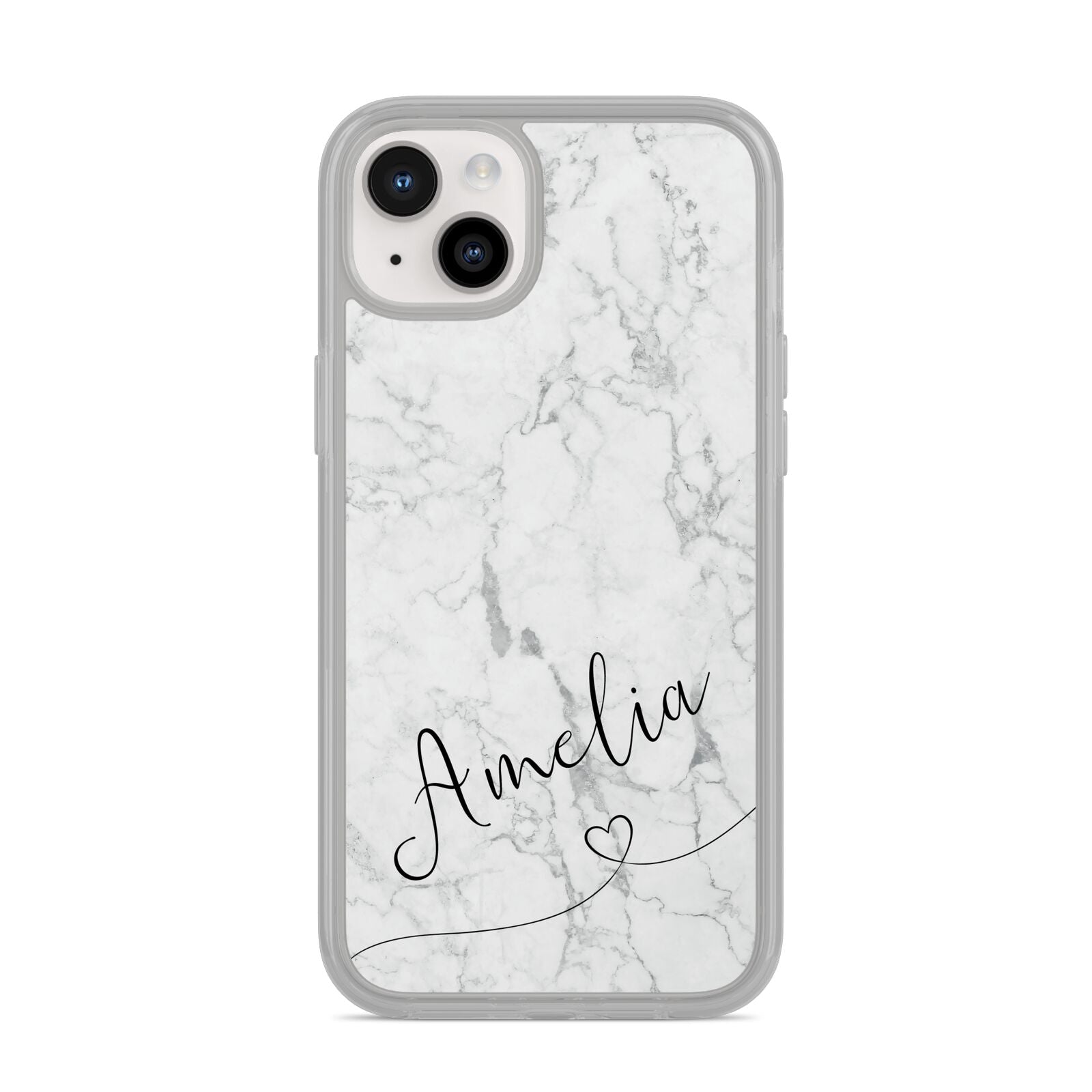 Marble with Custom Name iPhone 14 Plus Clear Tough Case Starlight