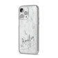 Marble with Custom Name iPhone 14 Pro Max Glitter Tough Case Silver Angled Image