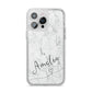 Marble with Custom Name iPhone 14 Pro Max Glitter Tough Case Silver