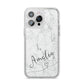 Marble with Custom Name iPhone 14 Pro Max Glitter Tough Case Silver