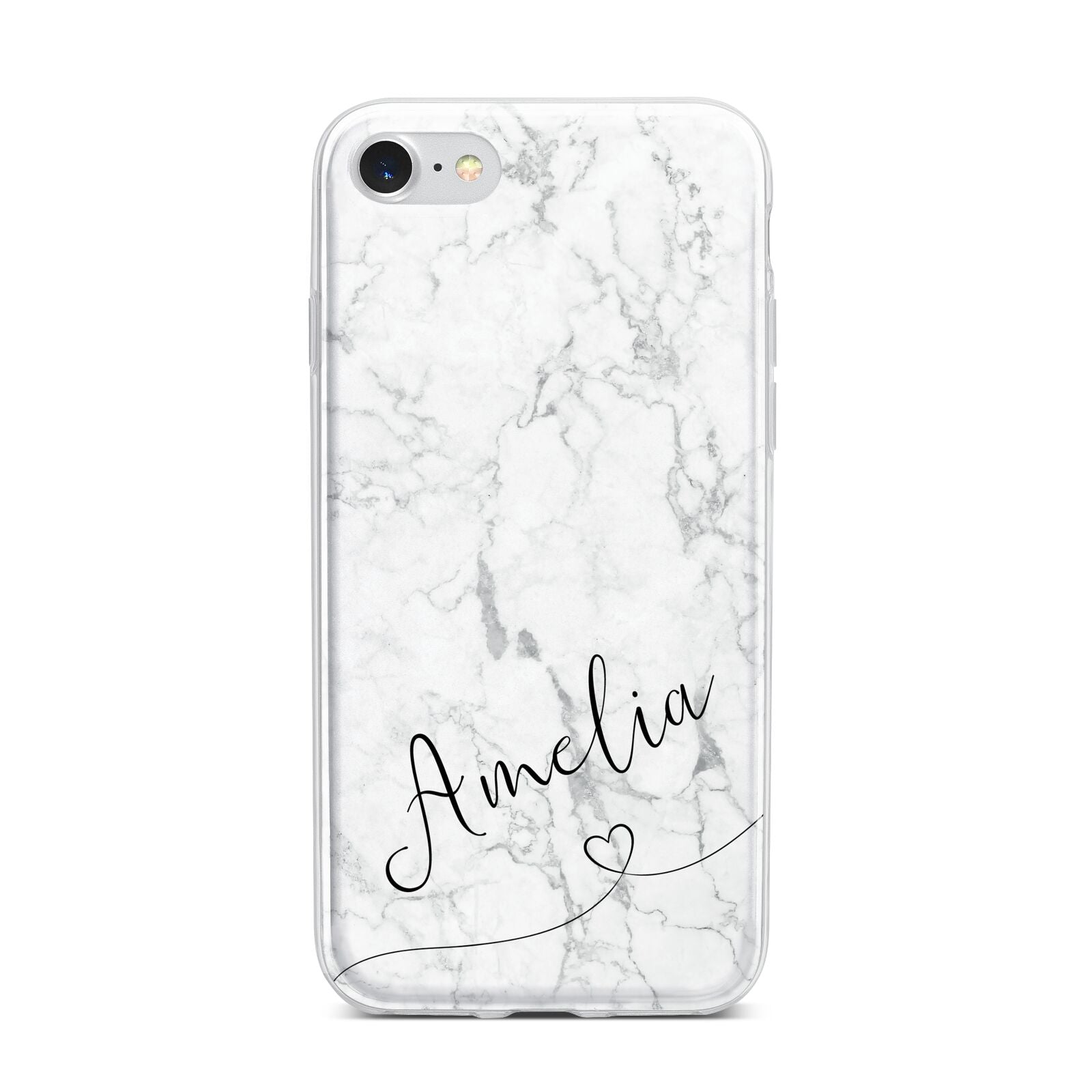 Marble with Custom Name iPhone 7 Bumper Case on Silver iPhone