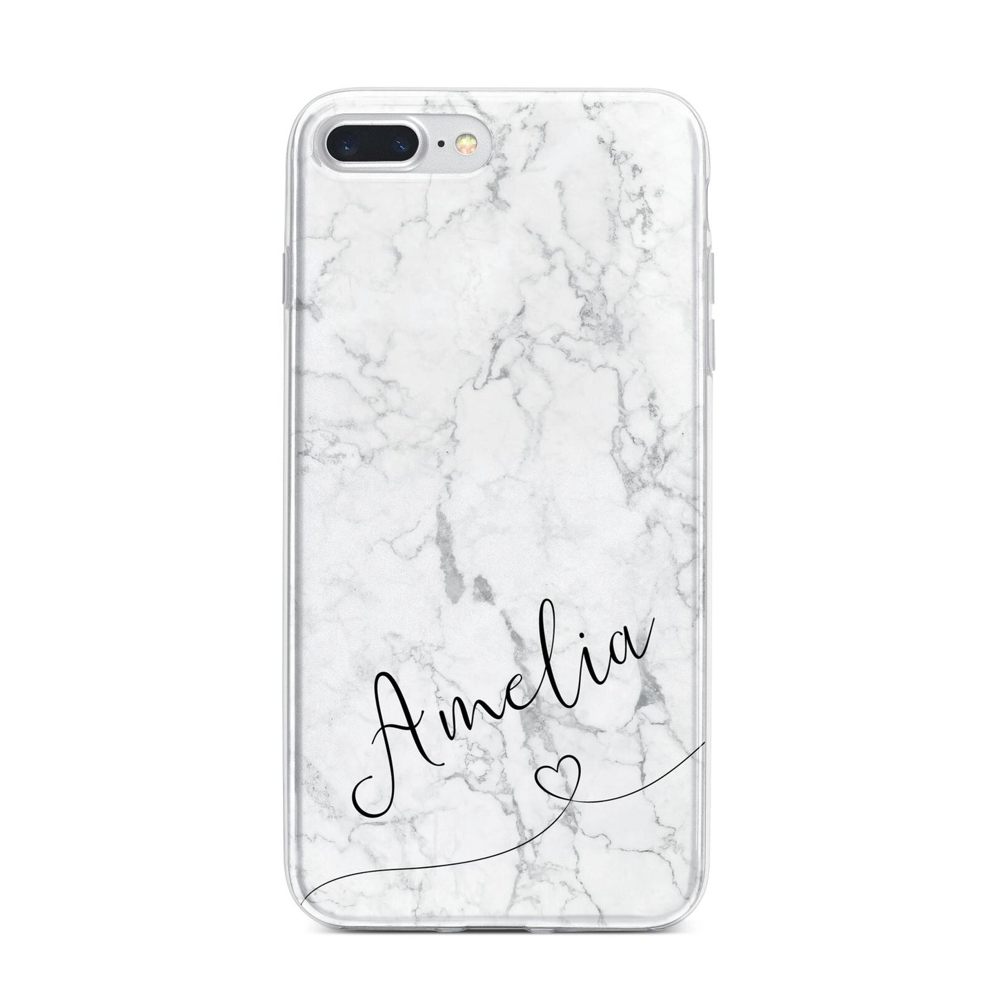 Marble with Custom Name iPhone 7 Plus Bumper Case on Silver iPhone