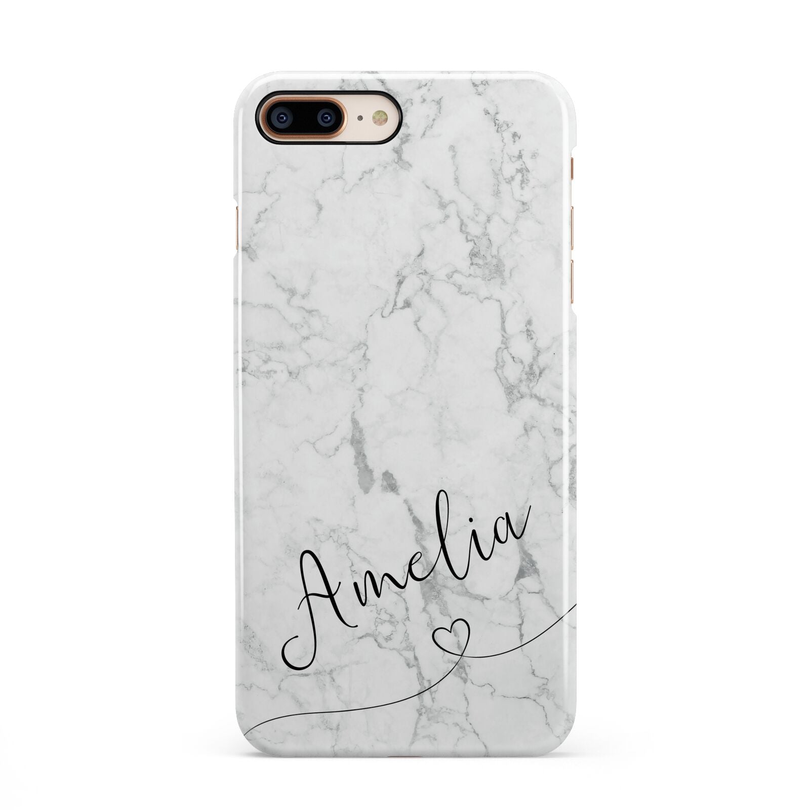 Marble with Custom Name iPhone 8 Plus 3D Snap Case on Gold Phone