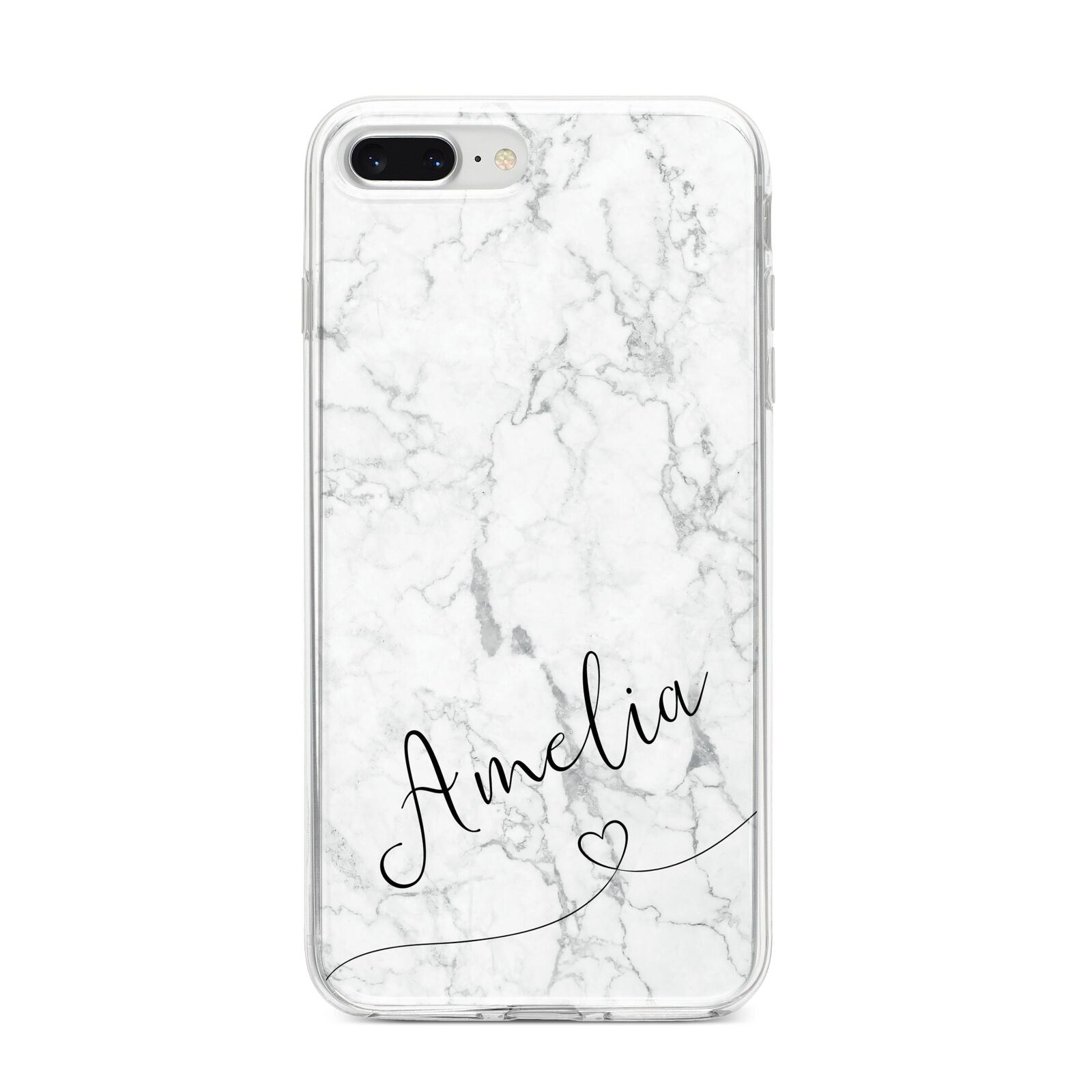 Marble with Custom Name iPhone 8 Plus Bumper Case on Silver iPhone