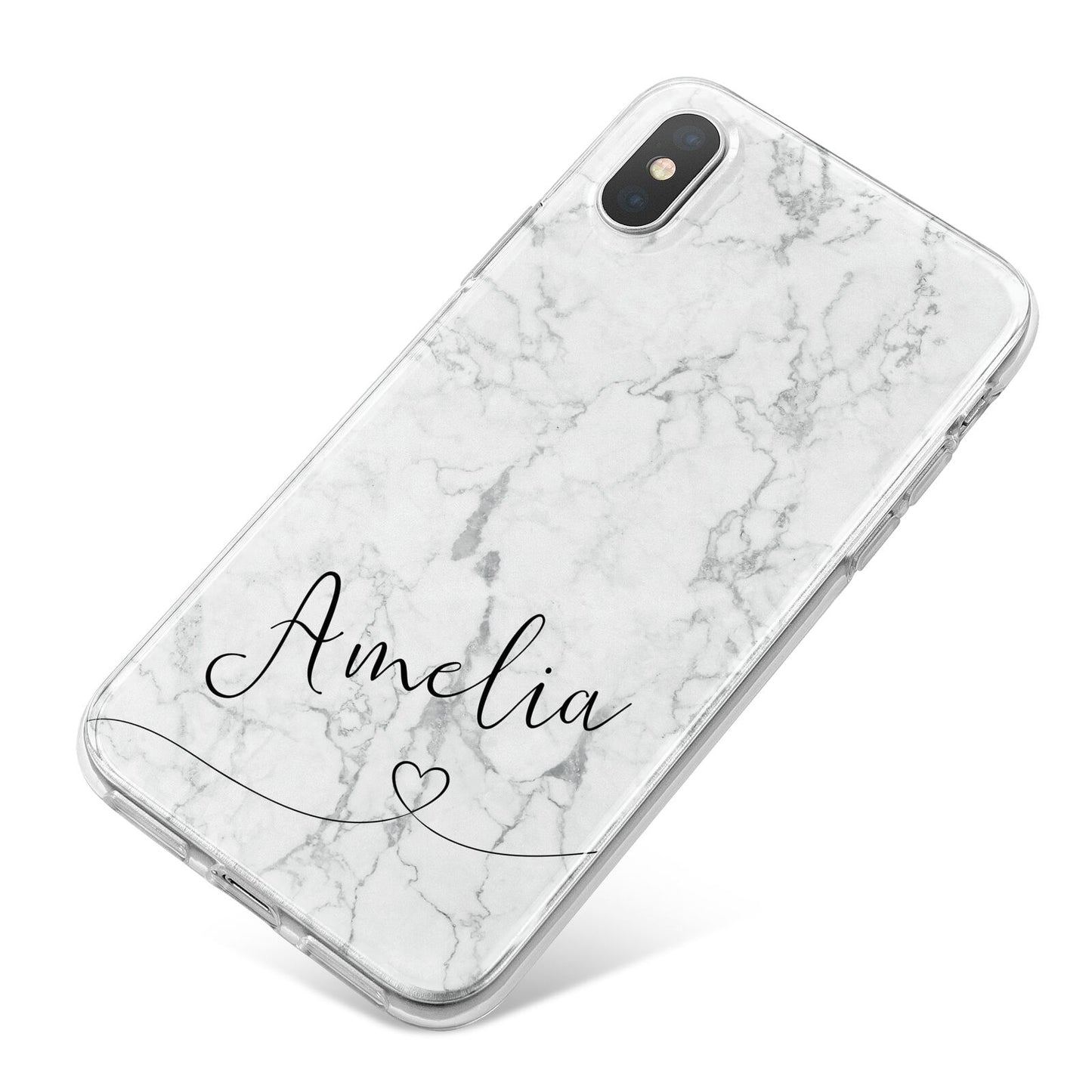 Marble with Custom Name iPhone X Bumper Case on Silver iPhone