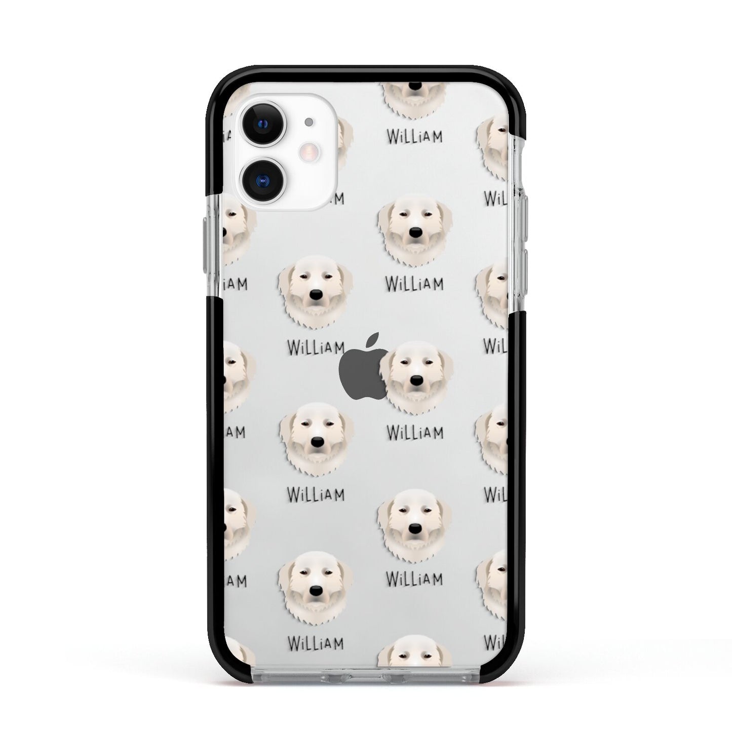 Maremma Sheepdog Icon with Name Apple iPhone 11 in White with Black Impact Case