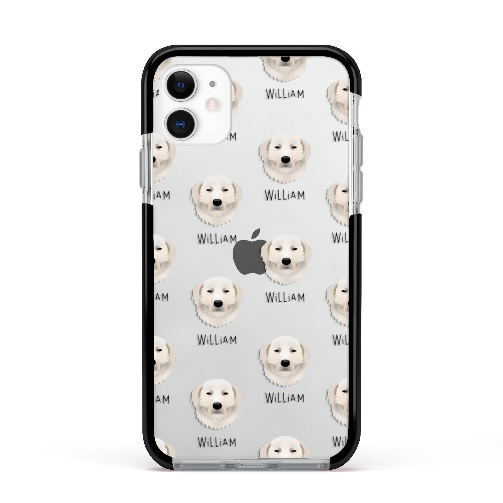 Maremma Sheepdog Icon with Name Apple iPhone 11 in White with Black Impact Case