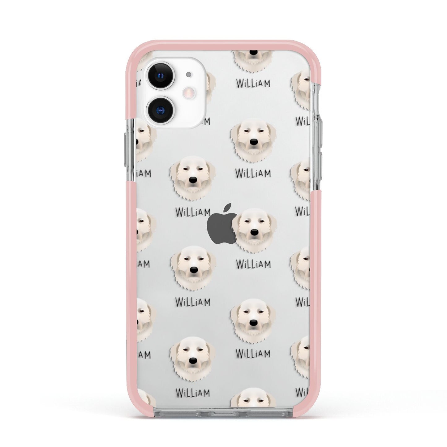 Maremma Sheepdog Icon with Name Apple iPhone 11 in White with Pink Impact Case