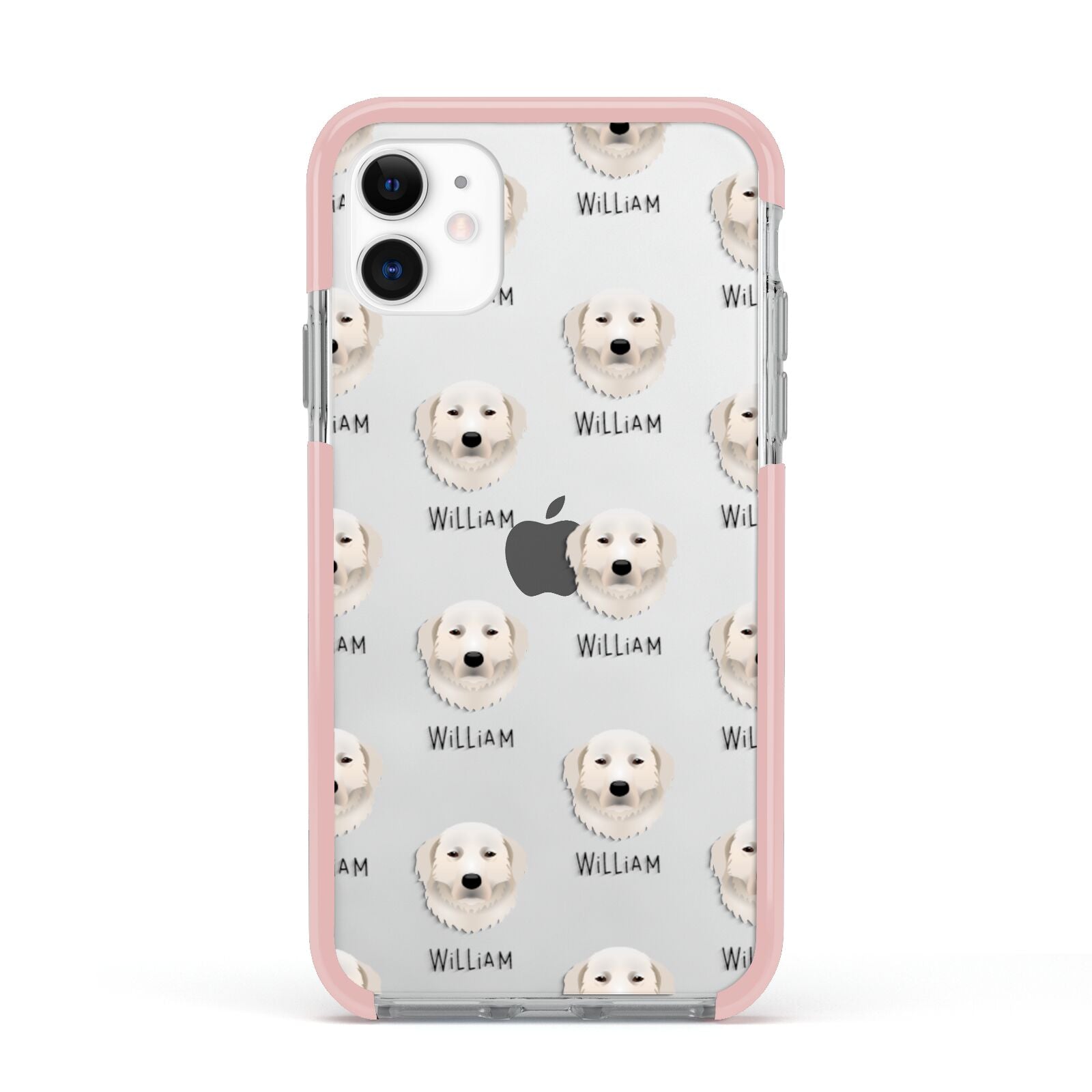 Maremma Sheepdog Icon with Name Apple iPhone 11 in White with Pink Impact Case