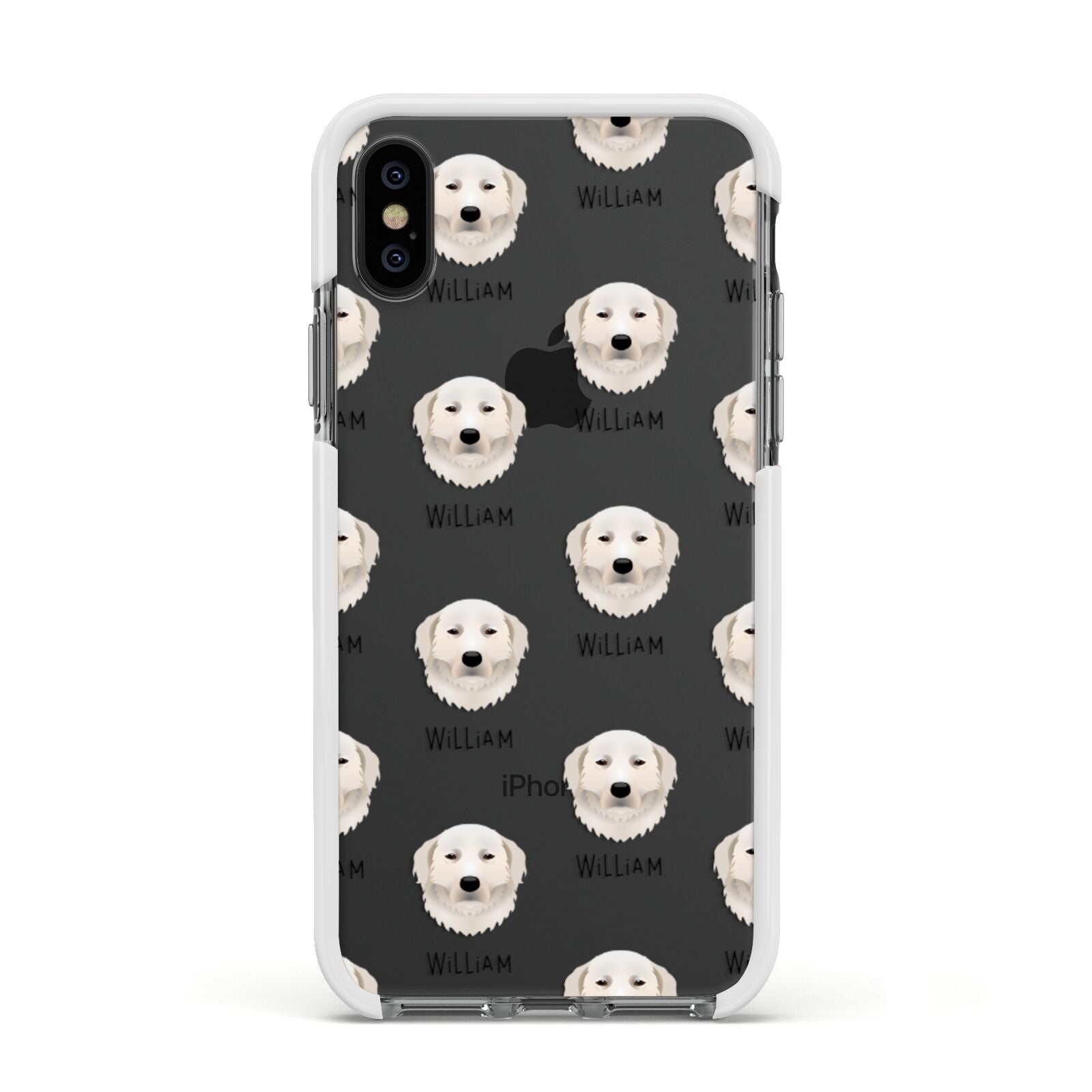 Maremma Sheepdog Icon with Name Apple iPhone Xs Impact Case White Edge on Black Phone