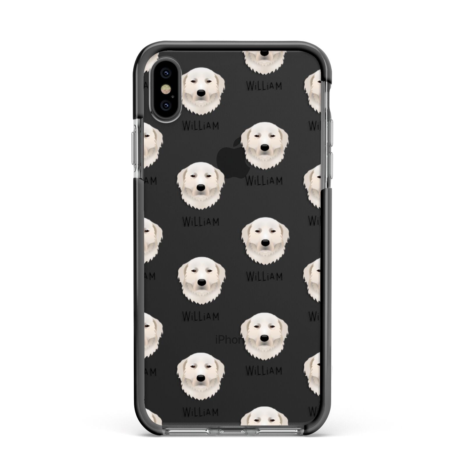 Maremma Sheepdog Icon with Name Apple iPhone Xs Max Impact Case Black Edge on Black Phone