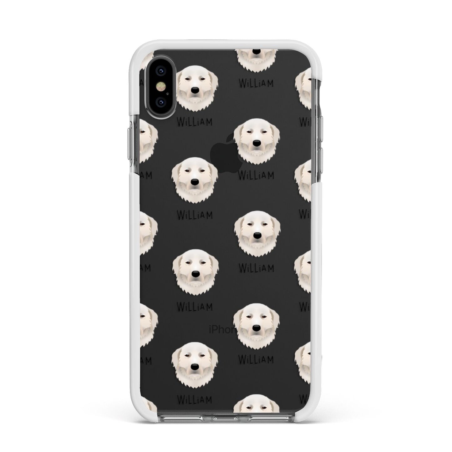 Maremma Sheepdog Icon with Name Apple iPhone Xs Max Impact Case White Edge on Black Phone