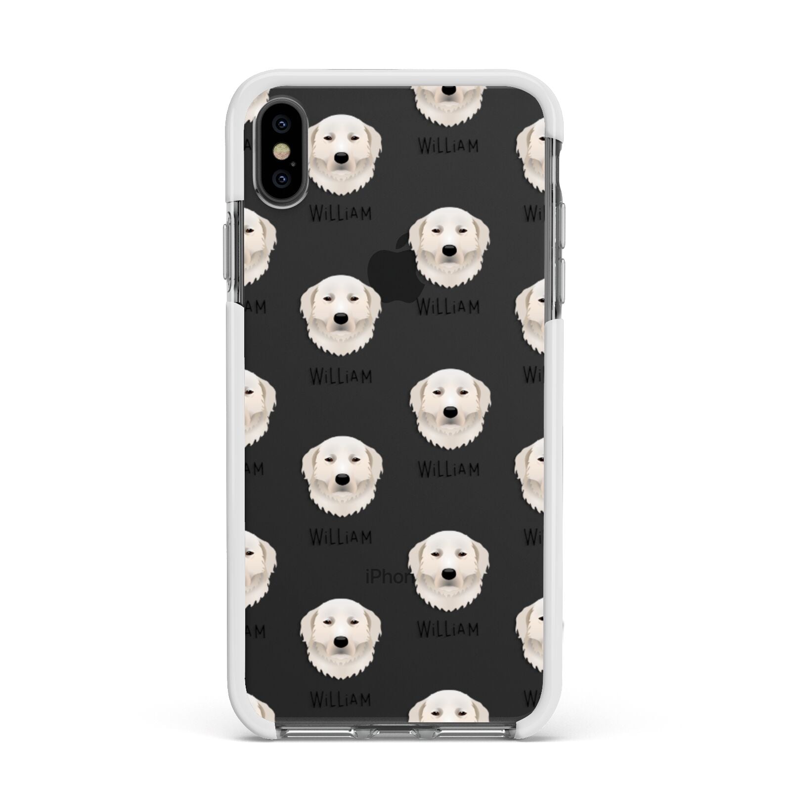 Maremma Sheepdog Icon with Name Apple iPhone Xs Max Impact Case White Edge on Black Phone