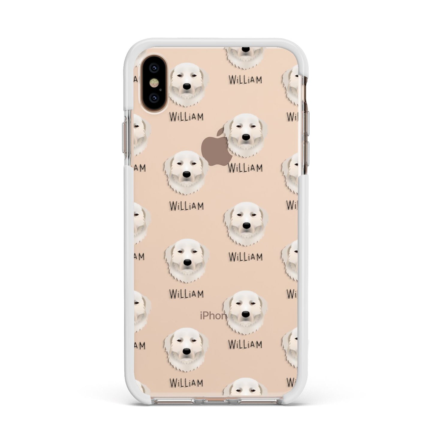 Maremma Sheepdog Icon with Name Apple iPhone Xs Max Impact Case White Edge on Gold Phone