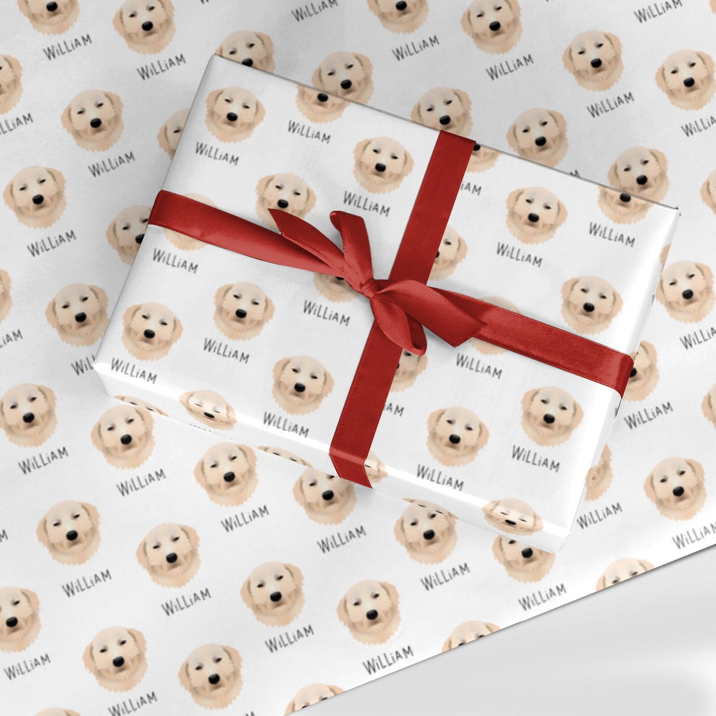 Maremma Sheepdog Icon with Name Custom Wrapping Paper