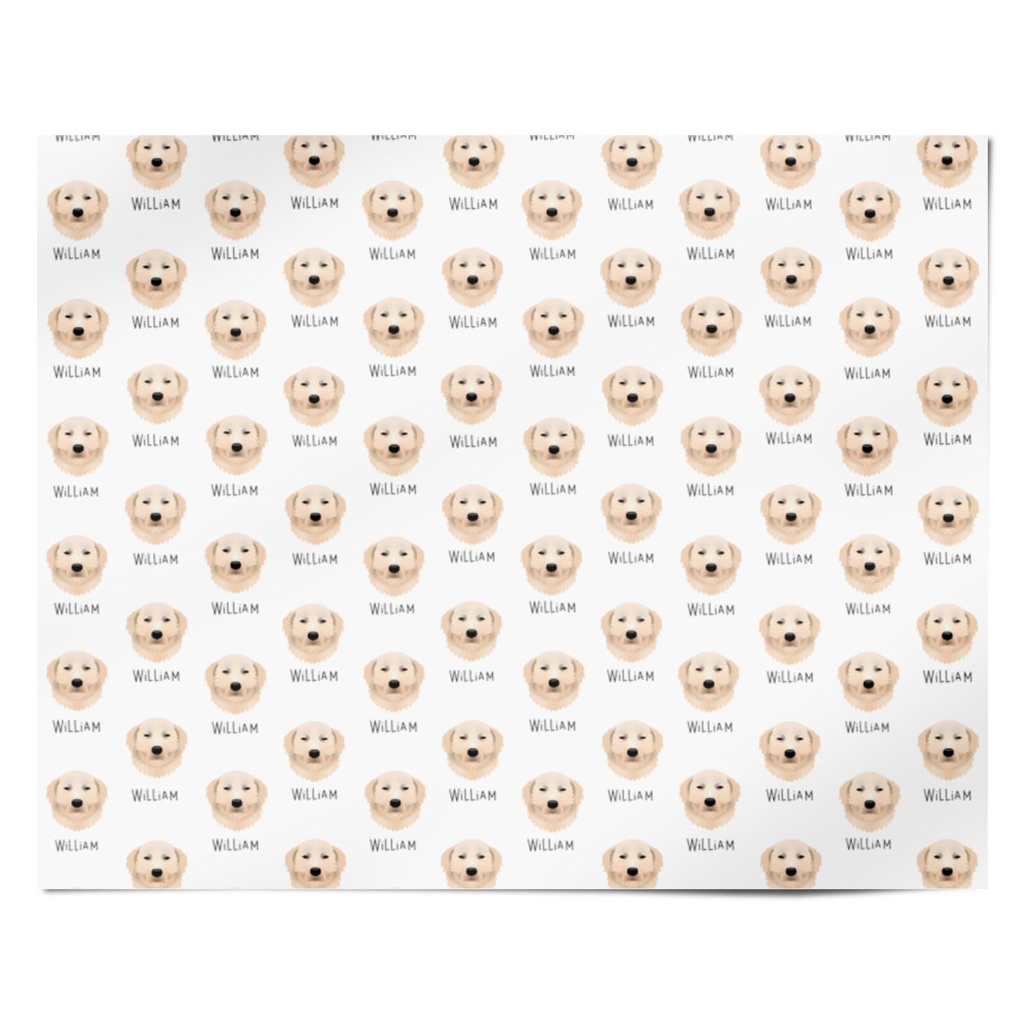 Maremma Sheepdog Icon with Name Personalised Wrapping Paper Alternative