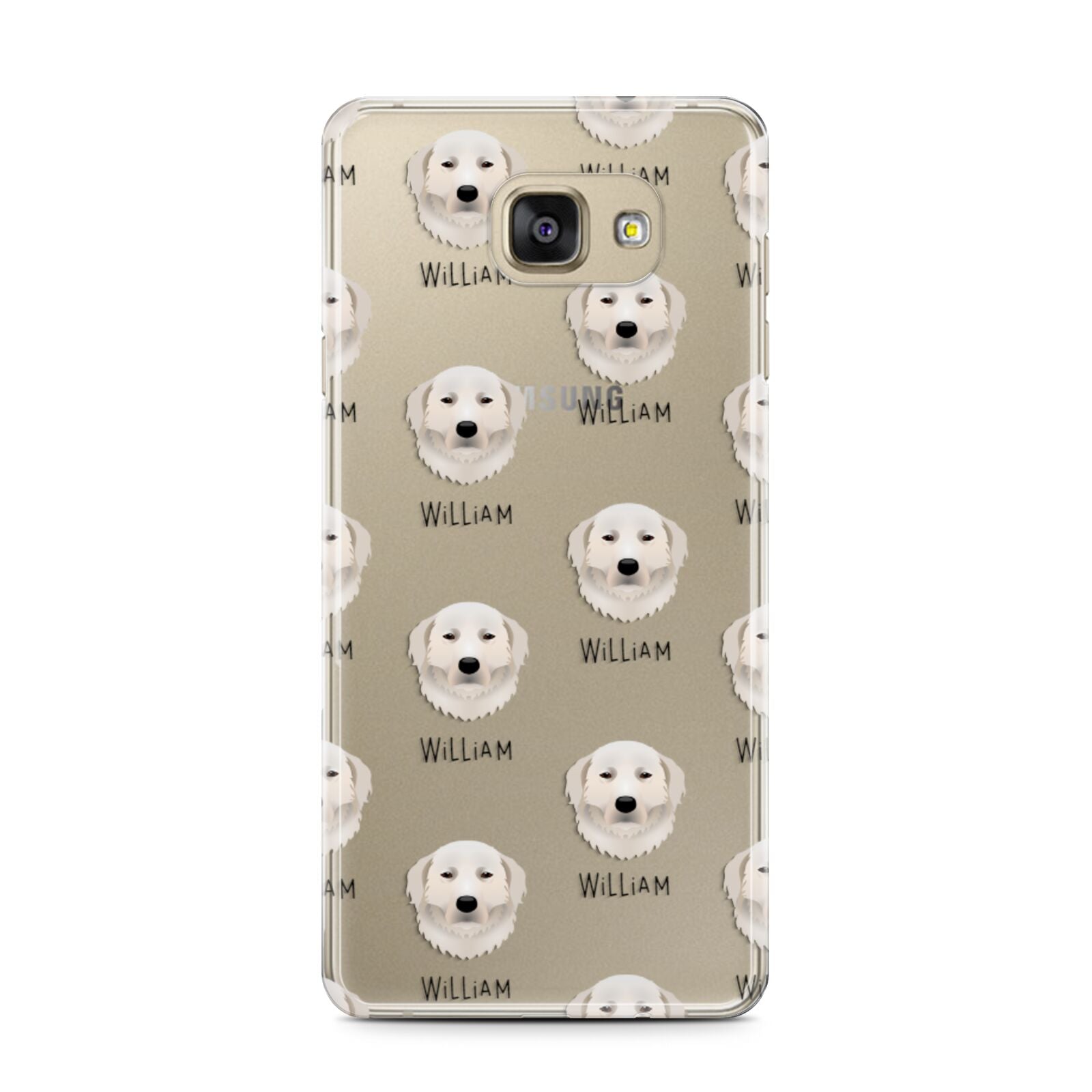 Maremma Sheepdog Icon with Name Samsung Galaxy A7 2016 Case on gold phone