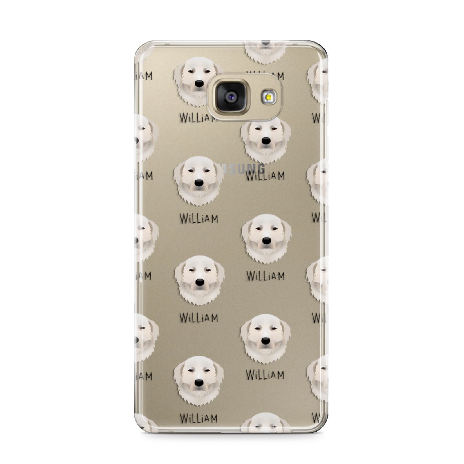 Maremma Sheepdog Icon with Name Samsung Galaxy A9 2016 Case on gold phone