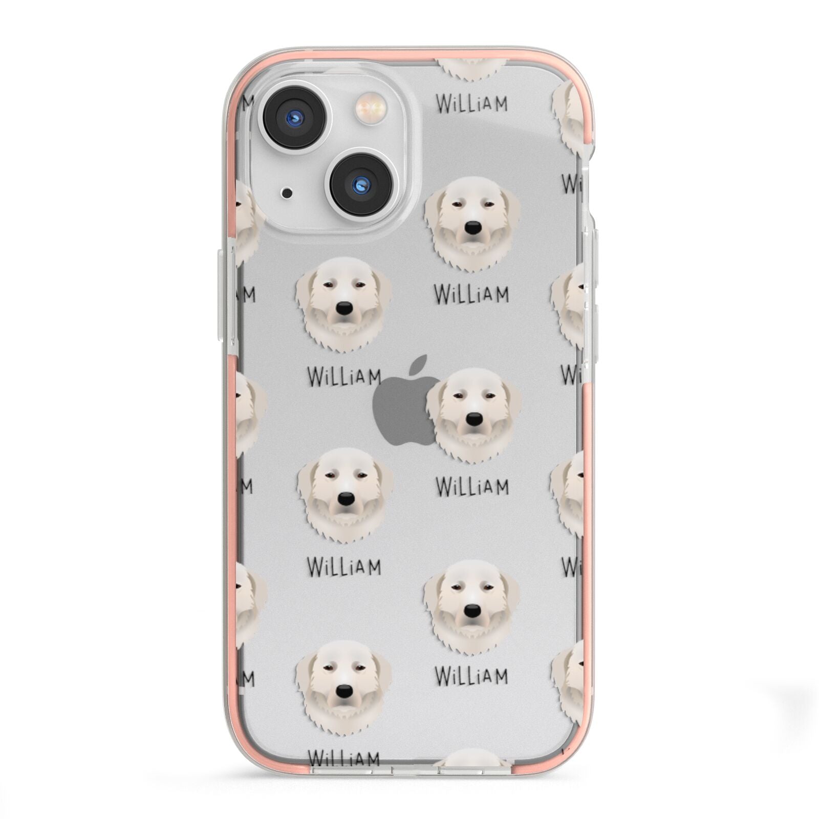 Maremma Sheepdog Icon with Name iPhone 13 Mini TPU Impact Case with Pink Edges