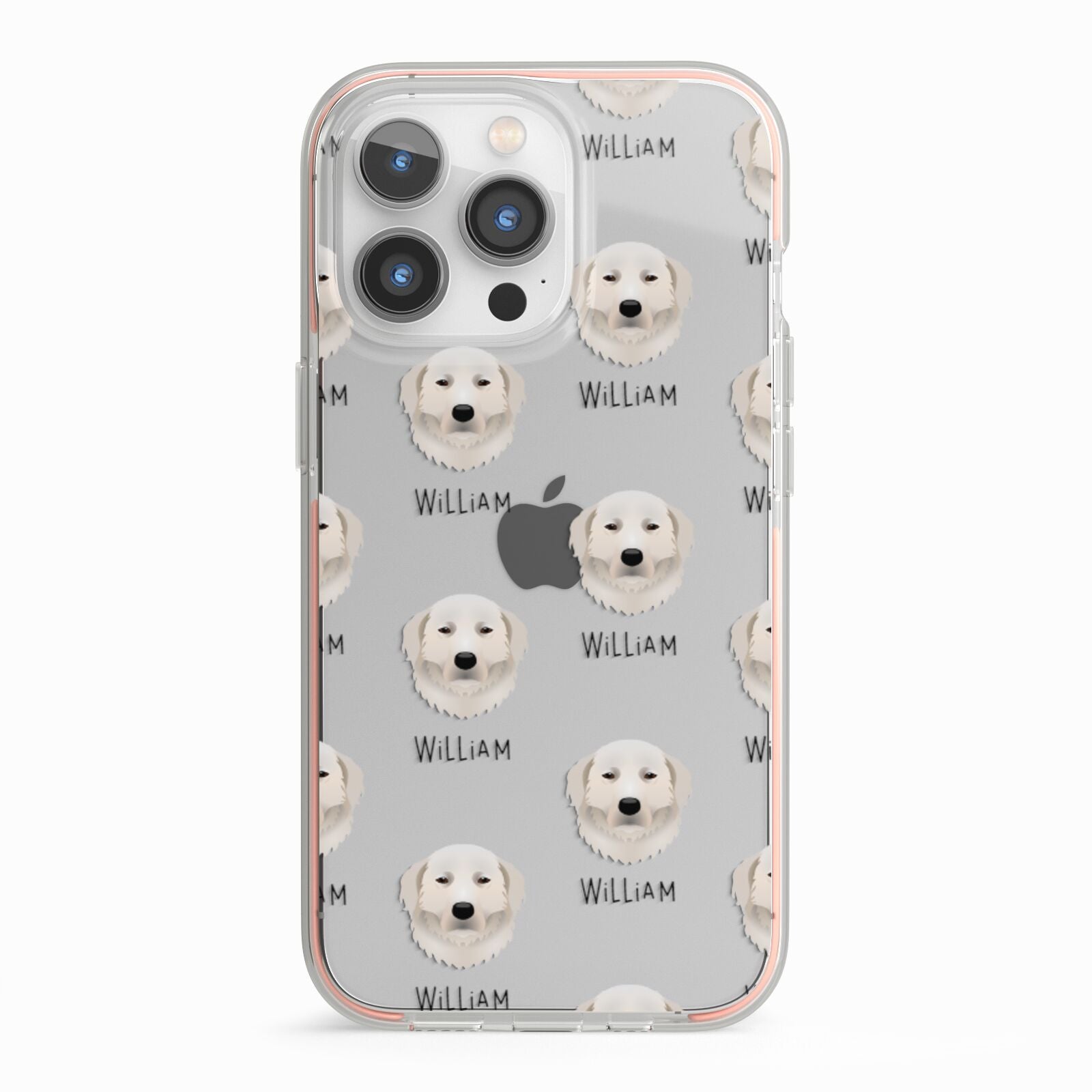 Maremma Sheepdog Icon with Name iPhone 13 Pro TPU Impact Case with Pink Edges