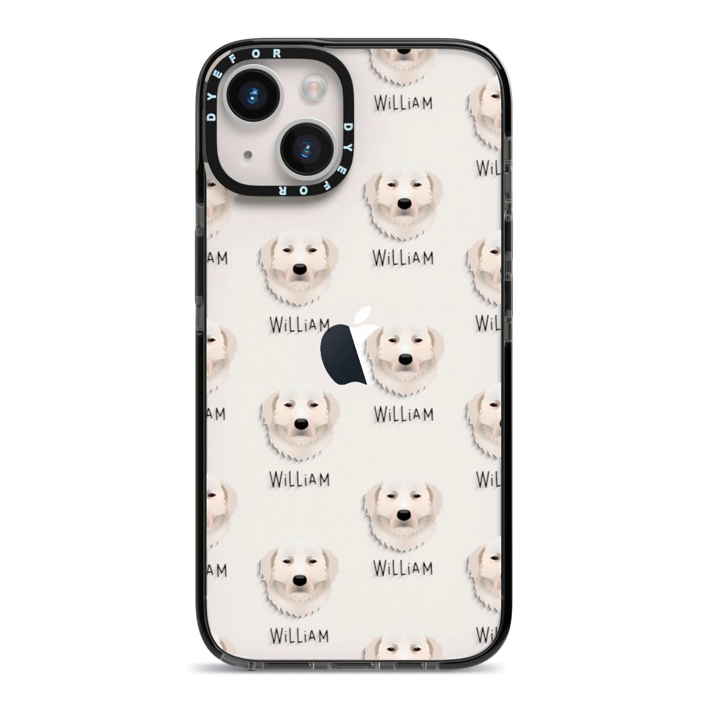 Maremma Sheepdog Icon with Name iPhone 14 Black Impact Case on Silver phone