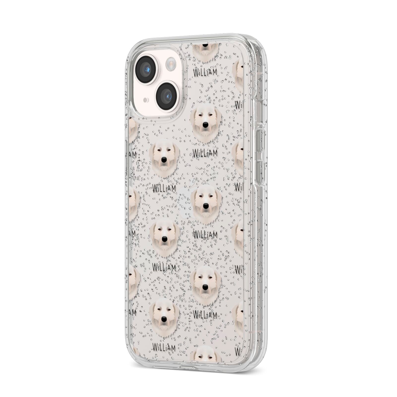 Maremma Sheepdog Icon with Name iPhone 14 Glitter Tough Case Starlight Angled Image