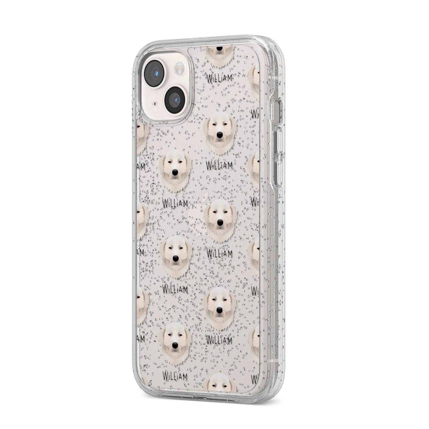 Maremma Sheepdog Icon with Name iPhone 14 Plus Glitter Tough Case Starlight Angled Image