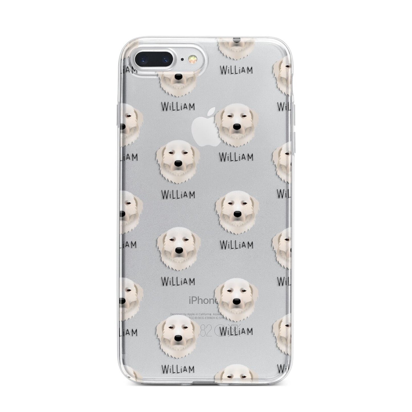 Maremma Sheepdog Icon with Name iPhone 7 Plus Bumper Case on Silver iPhone